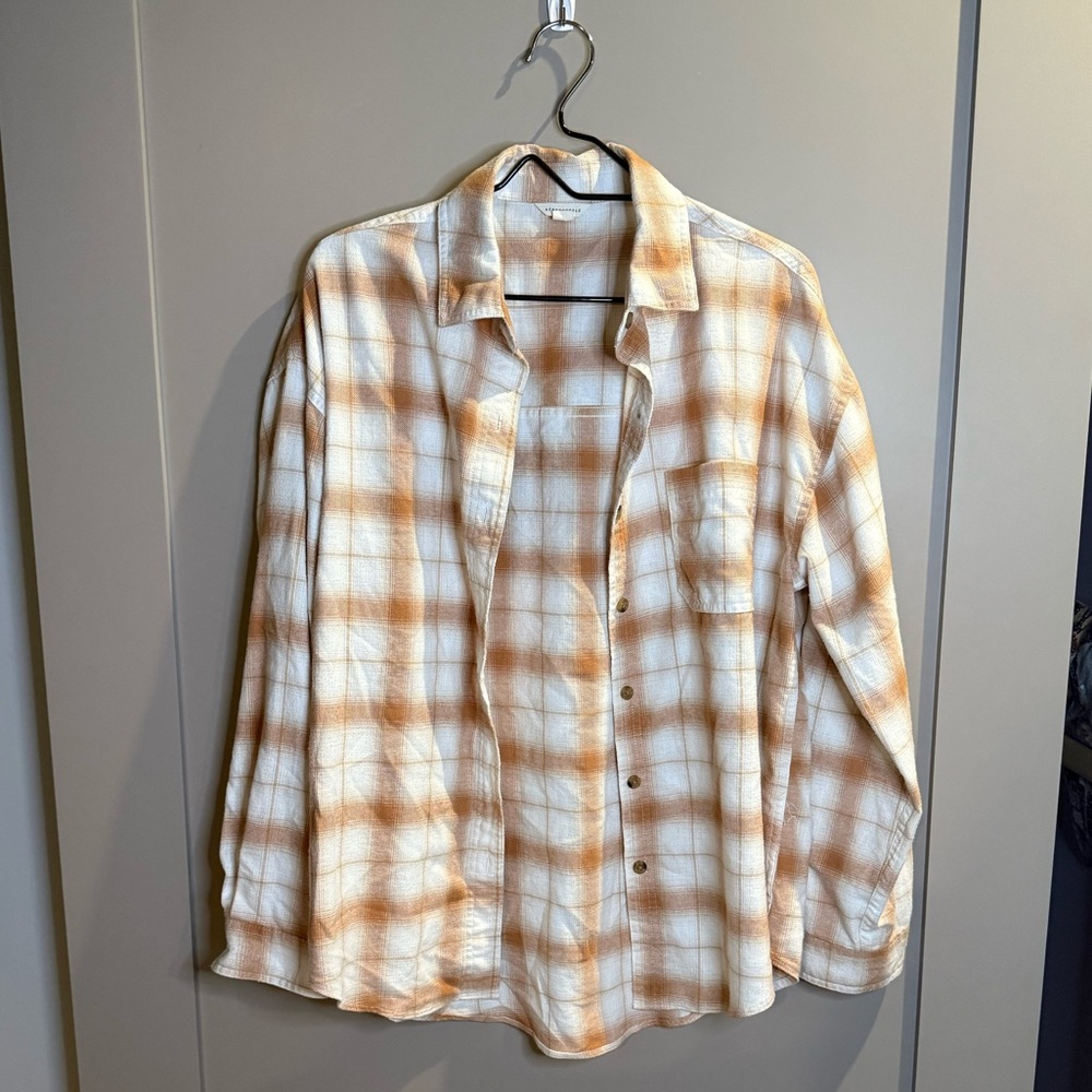 Orange and White Flannel button up